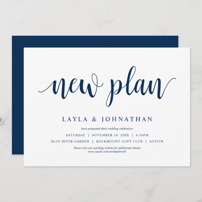 Our New plan Wedding Change the date Invitation (Front/Back)