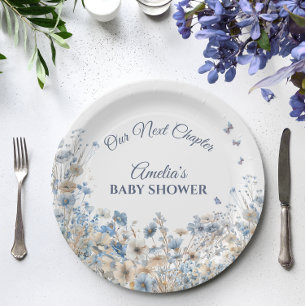 Our Next Chapter Elegant Powder Floral Meadow Paper Plate