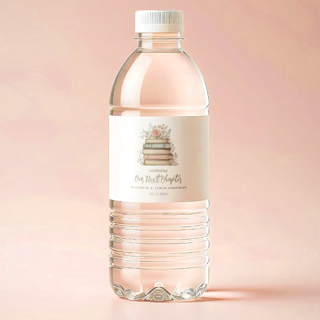 Our Next Chapter Storybook Baby Shower Party Water Bottle Label (A cute Our Next Chapter baby shower water bottle label)