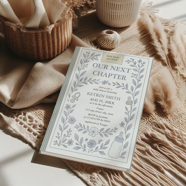 Our Next Chapter Storybook Boy Baby Shower Invitation (Our Next Chapter Storybook Baby Shower Invitation)