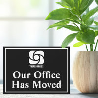 Our Office Has Moved Black White Business Logo