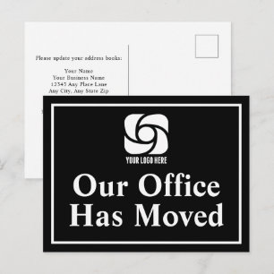 Our Office Has Moved Black White Business Logo Postcard