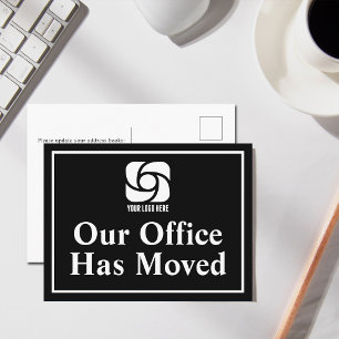 Our Office Has Moved Black White Business Logo Postcard