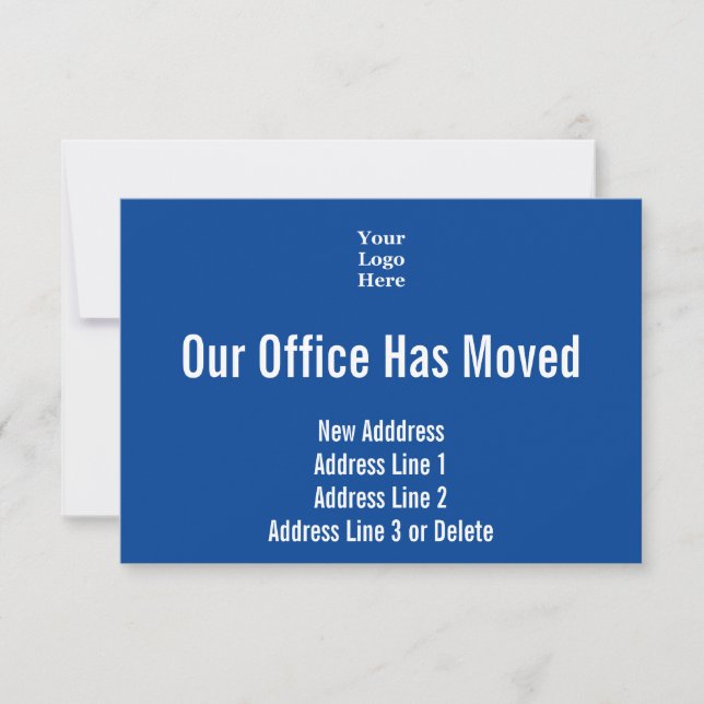 Our Office Has Moved Blue Moving Announcement Card (Front)