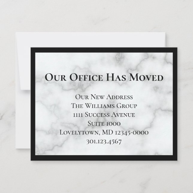 Our Office Has Moved Faux Marble Announcement (Front)