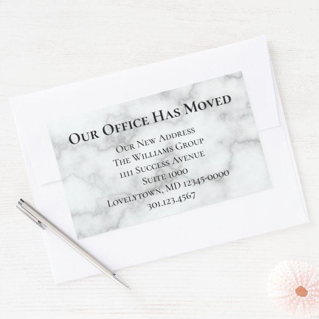 Our Office Has Moved Faux Marble Announcement Rectangular Sticker (Envelope)