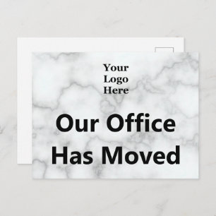 Our Office Has Moved Faux Marble Your Logo Here Postcard