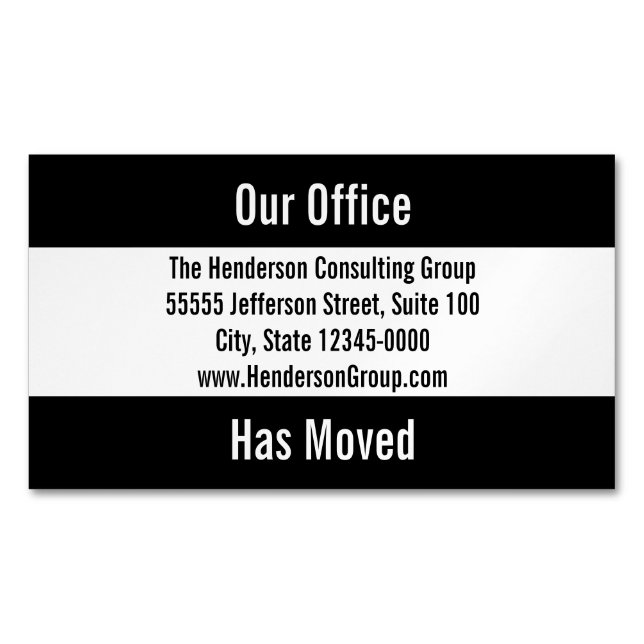 Our Office Has Moved Moving Announcement Template Magnetic Business Card (Front)