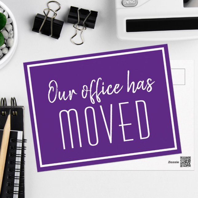 Our Office Has Moved Purple White Business Moving Postcard (Creator Uploaded)
