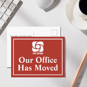 Our Office Has Moved Red Business Logo Postcard