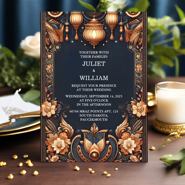 Our Palace Hindi Henna Mehndi Indian Style Wedding Invitation (Creator Uploaded)