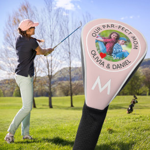 OUR PAR-FECT MOM Photo Monogram Pink Golf Head Cover