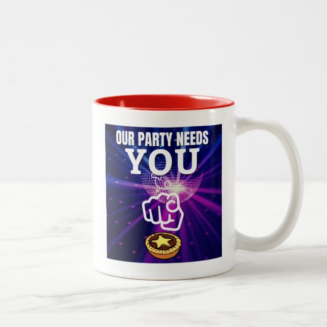 Our Party Needs You - Mince Pies Two-Tone Coffee Mug (Right)