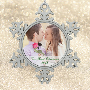Our Photo First Christmas Snowflake Ornament