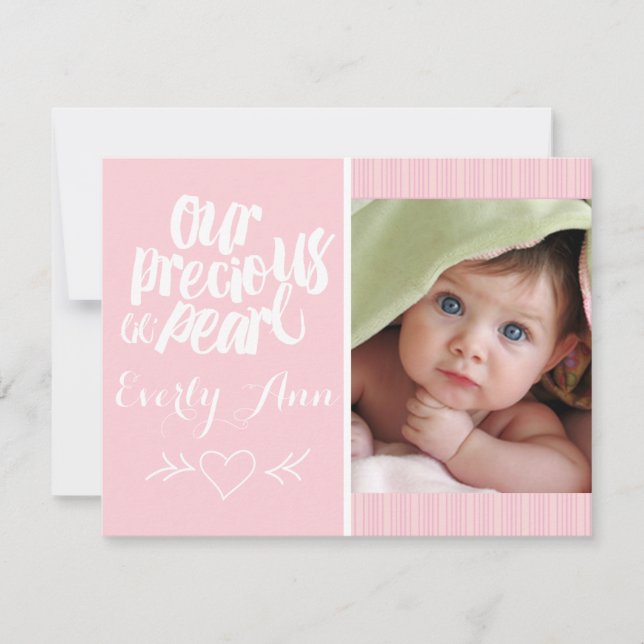 Our Precious Lil Pearl Baby Girl Announcement (Front)