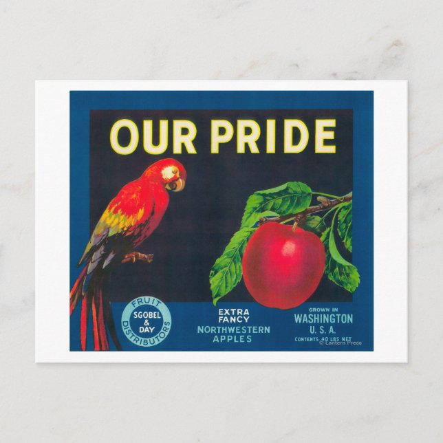 Our Pride Apple Label - Washington State Postcard (Front)