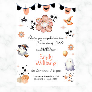 Our Pumpkin Girls Halloween Birthday Any Year Invitation