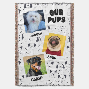 Our Pups Custom Dog 3-Photo  Throw Blanket