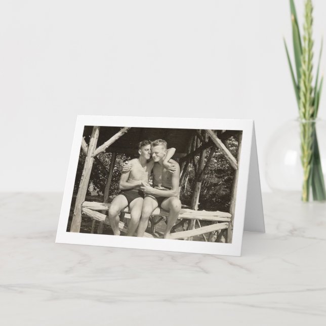 Our Quiet Moments Gay Men Vintage Greeting Card (Front)