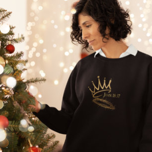 OUR SAVIOR KING Christian Women's Black Christmas Sweatshirt