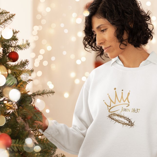 OUR SAVIOR KING Christian Women's White Christmas Sweatshirt (Creator Uploaded)