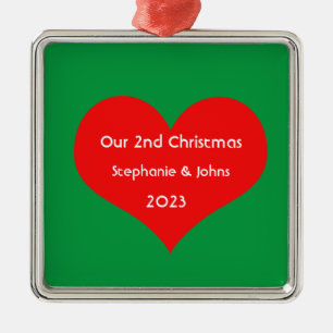 Our Second Christmas Together Cute Red Heart 2023  Metal Tree Decoration