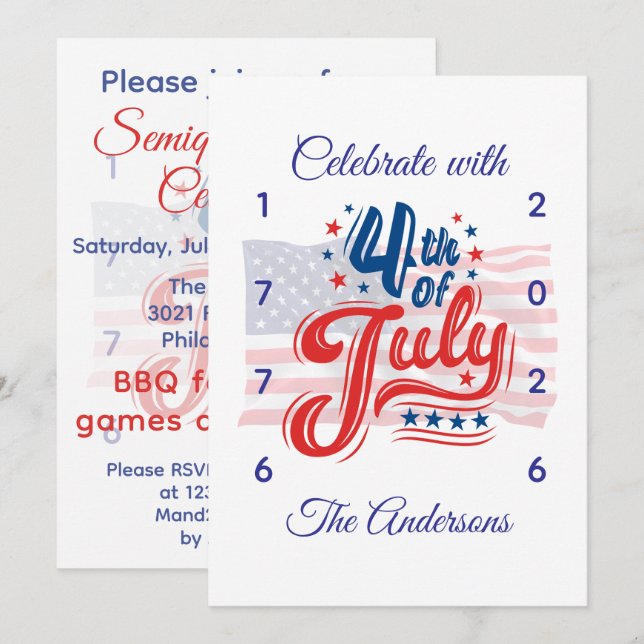 Our Semiquincentennial Celebration American Flag Invitation (Front/Back)