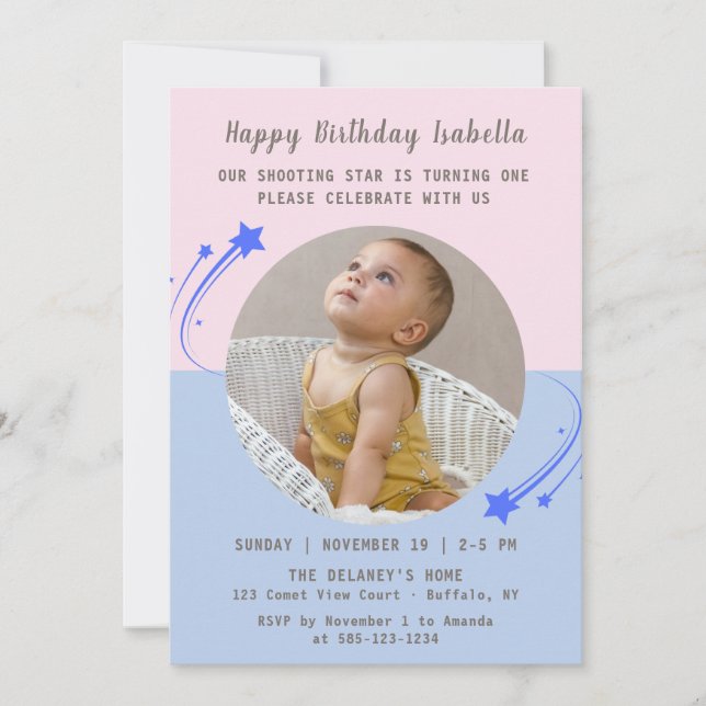 Our Shooting Star is Turning One Birthday  Invitation (Front)