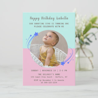 Our Shooting Star is Turning One Birthday Invitation