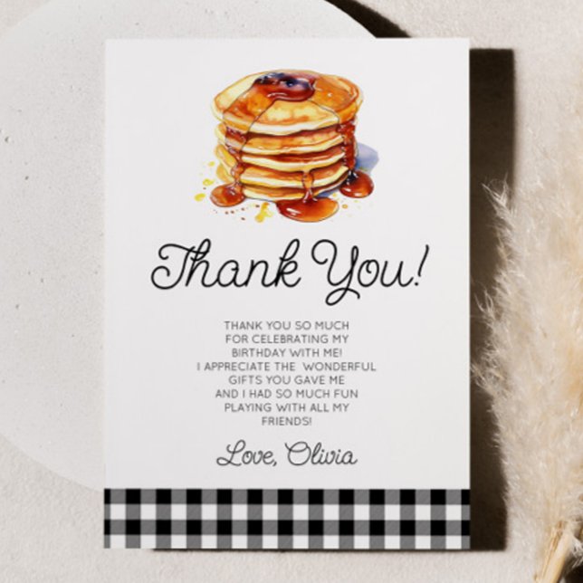 Our Short Stack Pancakes Breakfast Birthday Party Thank You Card (Creator Uploaded)
