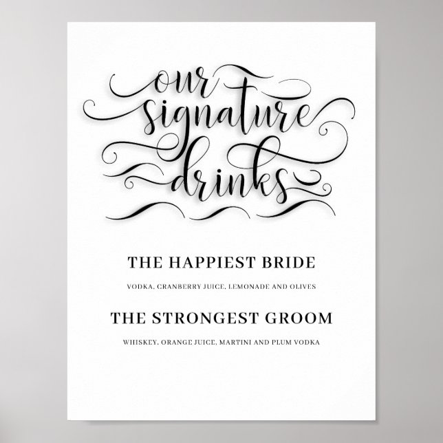 Our Signature Drinks Wedding Bar Sign (Front)