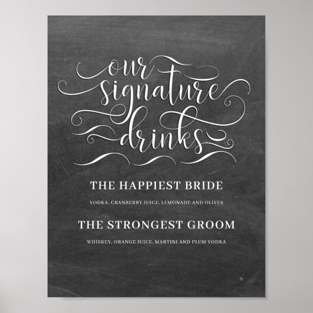 Our Signature Drinks Wedding Bar Sign (Front)