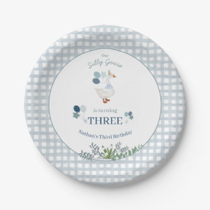 Our Silly Goose Birthday Any Age Blue  Paper Plate