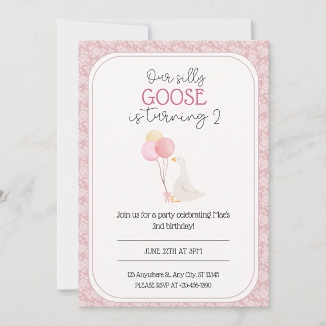 Our Silly Goose birthday invitation  (Front)