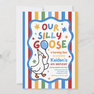 Our Silly Goose Boy Colourful Birthday Party Invitation