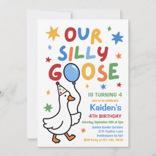 Our Silly Goose Boy Colourful Birthday Party Invitation