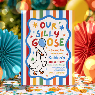 Our Silly Goose Boy Colourful Birthday Party Invitation