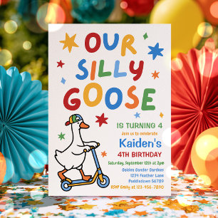 Our Silly Goose Boy Colourful Birthday Party Invitation