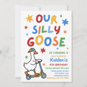 Our Silly Goose Boy Colourful Birthday Party Invitation