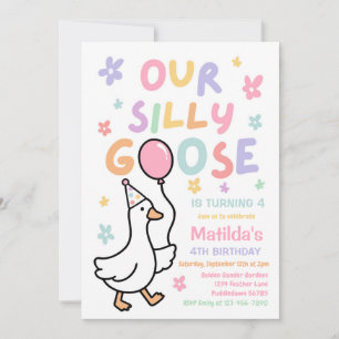 Our Silly Goose Girl Pastel Birthday Party Invitation