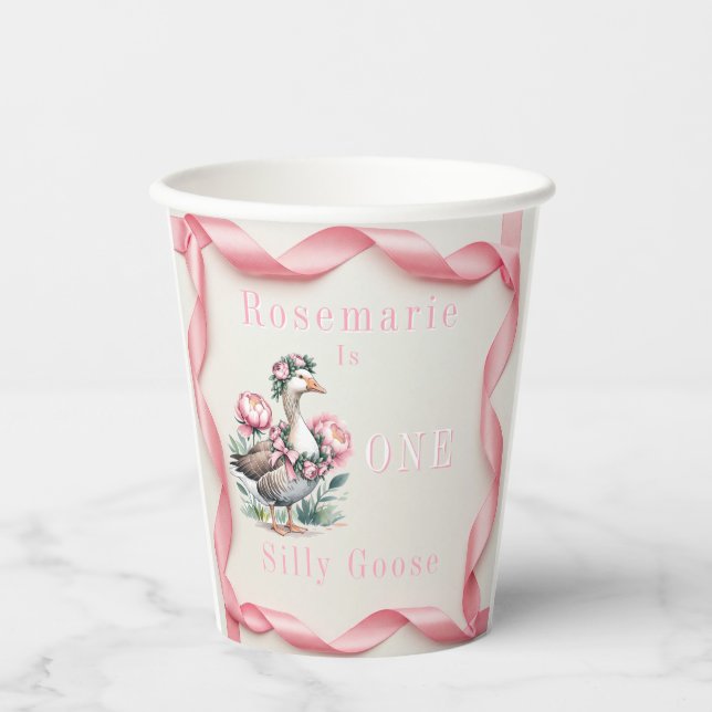 Our Silly Goose is Turn One Birthday  Paper Cups (Front)