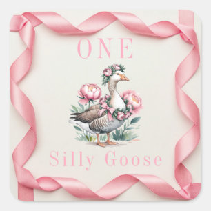 Our Silly Goose is Turn One Birthday  Square Sticker