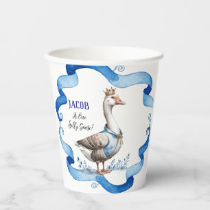 Our Silly Goose Is Turning One Boy Birthday Paper Cups