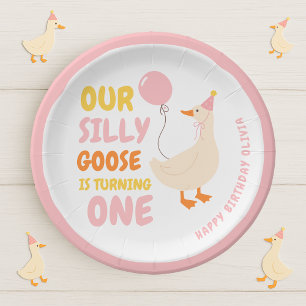 Our Silly Goose Is Turning One   Colourful  Paper Plate