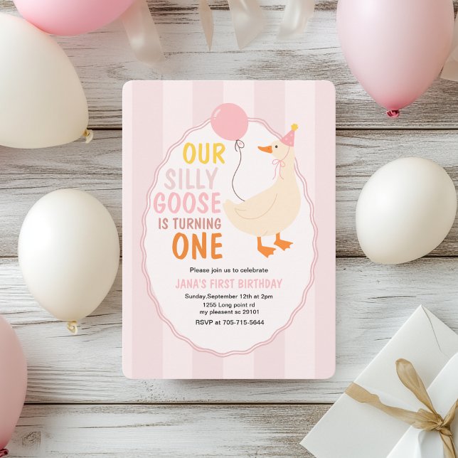Our Silly Goose Is Turning One | Cute & Colourful  Invitation (Creator Uploaded)