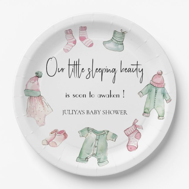 Our sleeping beauty  baby shower  paper plate (Front)