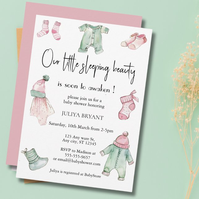 Our sleeping beauty pink baby shower  invitation (Creator Uploaded)