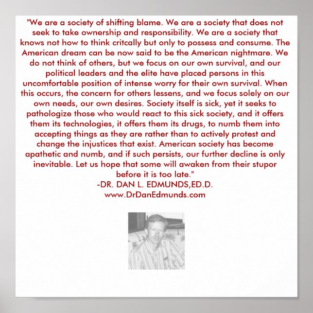 OUR SOCIETY IN DISTRESS POSTER (Front)