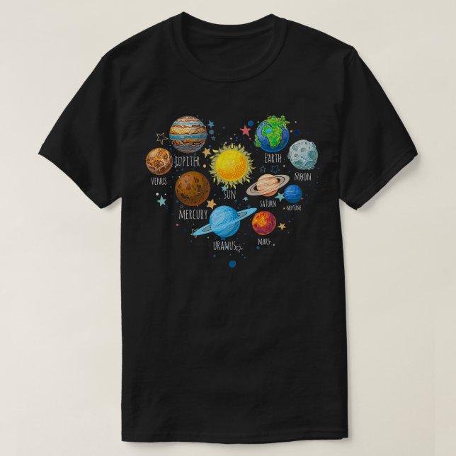 Our Solar System planet Science Education Space ki T-Shirt (Design Front)