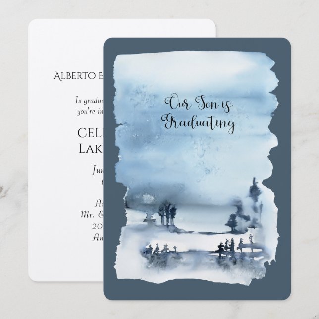 Our Son Is Graduating Metallic Paper Invitation (Front/Back)
